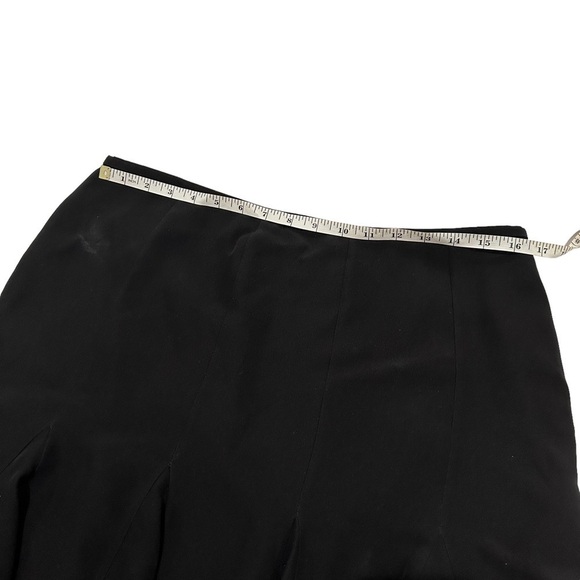 Armani Collezioni Side Zip Knee Length A Line Tulip Ruffle Skirt Black Crepe 10 - Picture 5 of 8